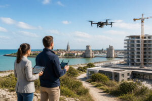 Drone survolant la rochelle