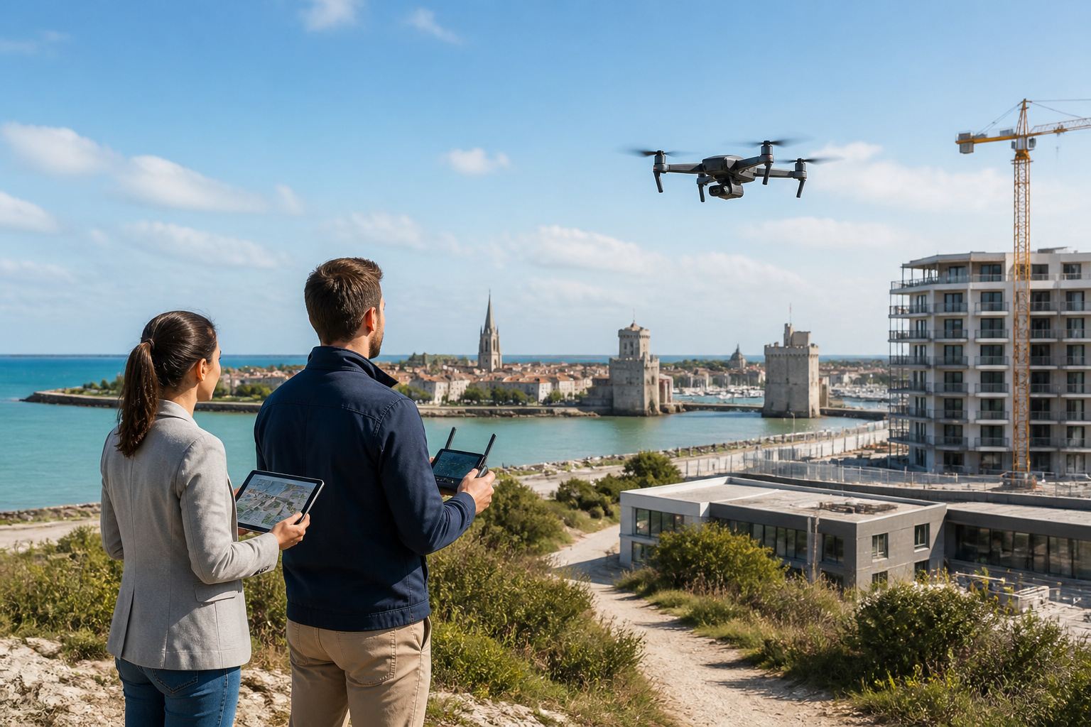 Drone survolant la rochelle