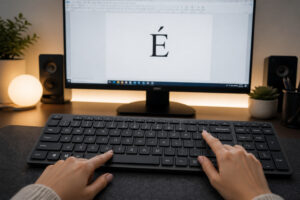 Mains sur un clavier moderne