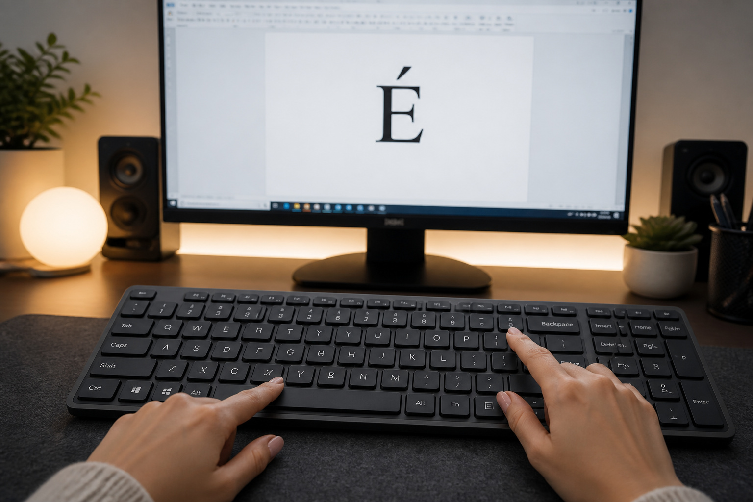 Mains sur un clavier moderne