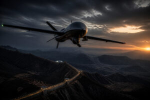 Drone de surveillance au crepuscule